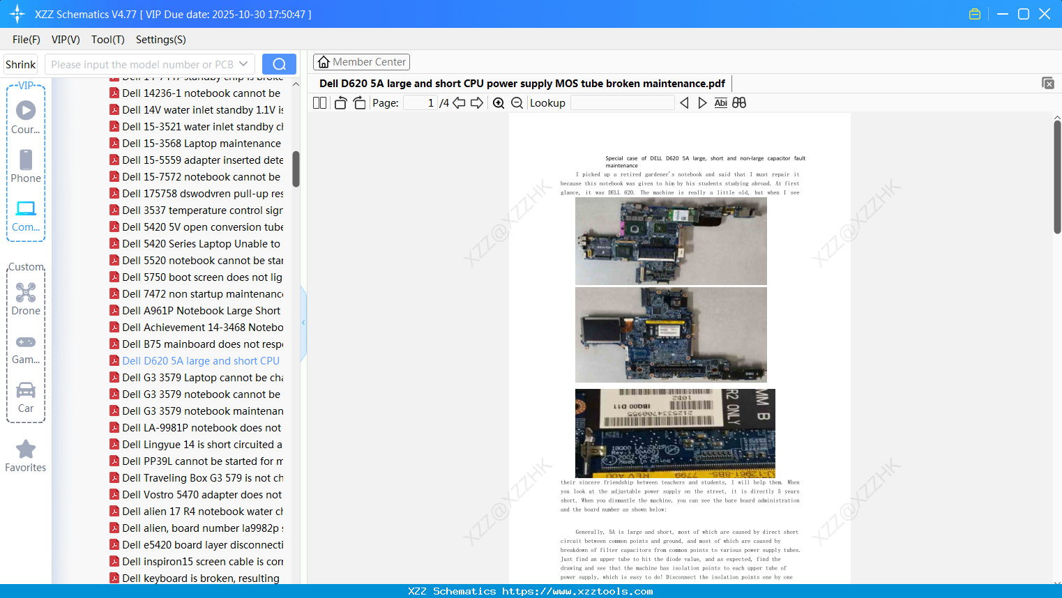Laptop ACER Dell D620 5A Large And Short CPU Power Supply MOS Tube Broken Maintenance